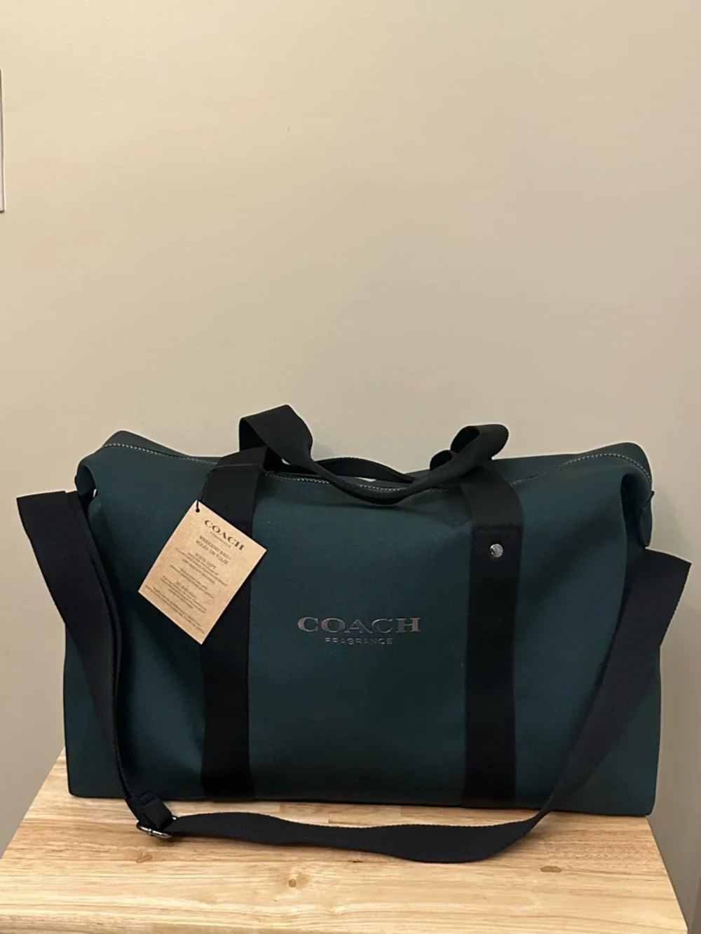 Coach Dark Green Canvas Duffel with Black Straps - Picture 7 of 10